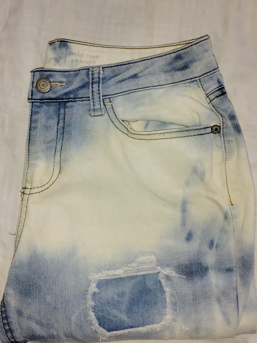 Hippie Laundry Women’s Blue White Tie-Dye Skinny Jeans